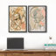 Art mural abstrait, ensemble de 2 reproductions d'art encadrées sur toile