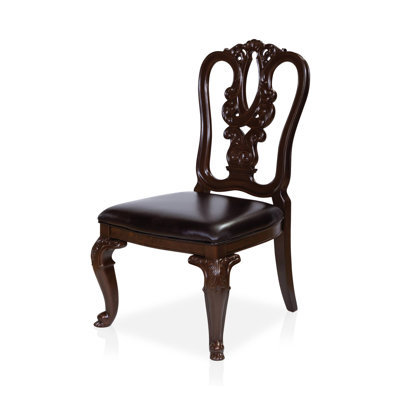 26" W Traditional Wooden Side Chair (2/CTN), Brown Cherry/Dark Brown