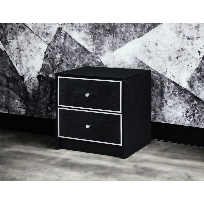 Stylish Black & Silver Accent Table With Practical Storage Arrangements Ample Drawer Space And Functionality