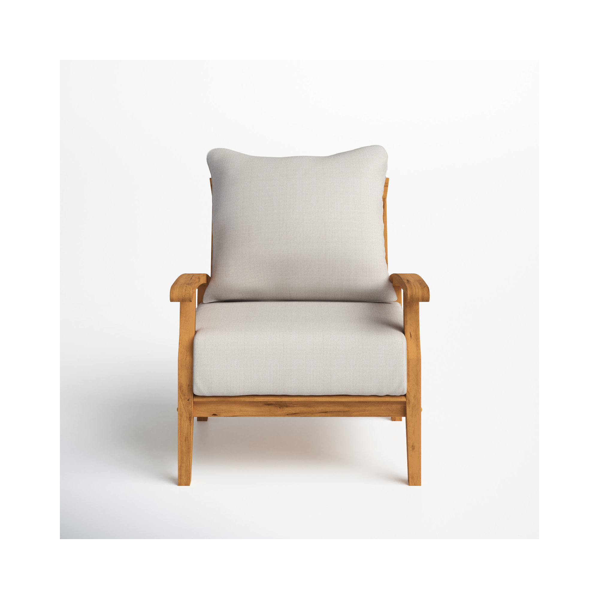 Summerton Teak Patio Chair with Cushions, Brown Frame/Beige Cushion