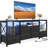 63" Industrial Tv Console Table With 6 Fabric Drawers And Open Shelves-603402681