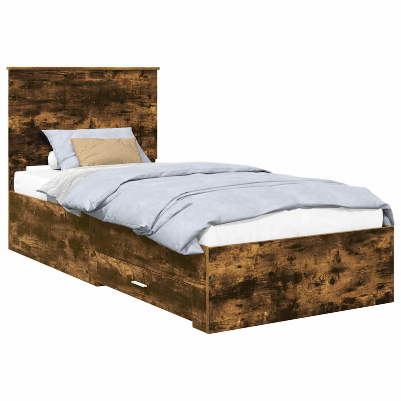 Bed, European Single (90 x 200 cm), Smoked Oak