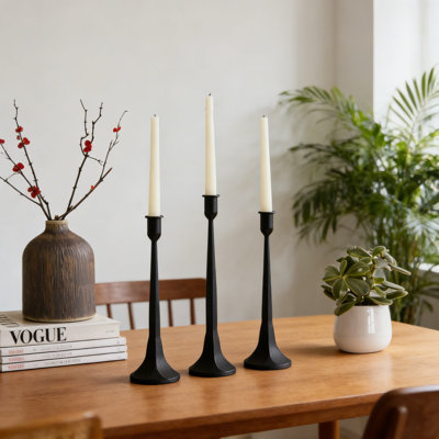 Porte-bougies en fer doré, ensemble de 3 grands chandeliers pour décoration de table de salle à manger de mariage