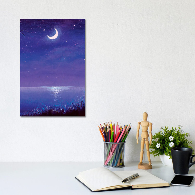 Night Seascape by Valery Rybakow - Wrapped Canvas Gallery-Wrapped Canvas Giclée, 20.32 cm H x 30.48 cm W