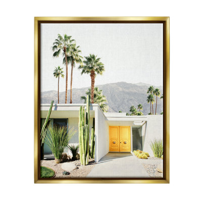 Palm Springs House Photography Gold Framed Floater Canvas Wall Art by Sisi and Seb