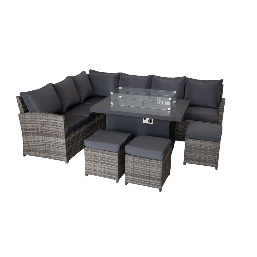 9-Sitzer Lounge-Set Deavion aus Polyrattan mit Polster