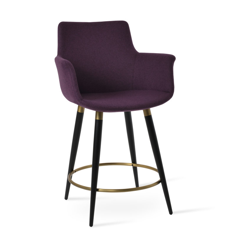 Tabouret de bar et de comptoir Bottega Ana, Noir, Gris foncé, Tabouret de comptoir (siège d'une hauteur de 24 p