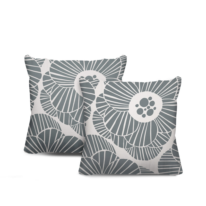 Housse et insert de coussin décoratif intérieur / extérieur en mélange de polyester, L 17 po x H 17 po, Gris
