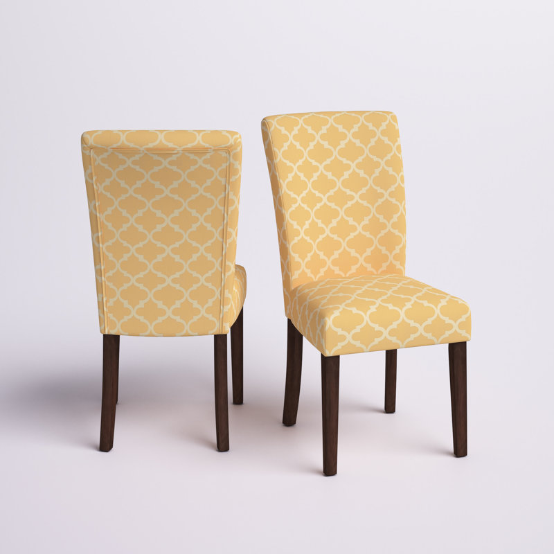 Chaise rembourrée en bois massif Lancaster, Jaune orange