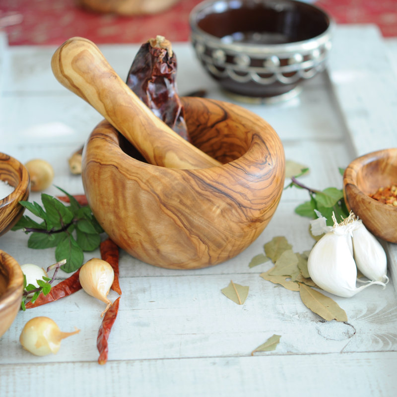 Wood Mortar And Pestle Set