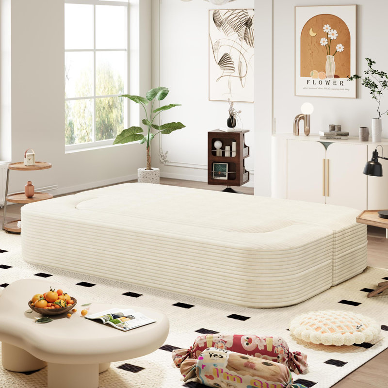 Canapé-lit pliable en velours côtelé Boneless, Beige