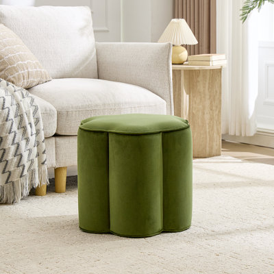 Thirza Petal-Shaped Upholstered Ottoman with Padded Top