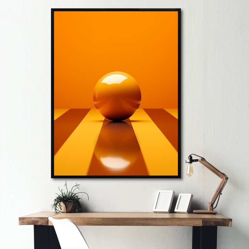 Bowling Tangerine Triumph - Print on Canvas, 40" H x 30" W x 1.5" D, Black Floater Framed