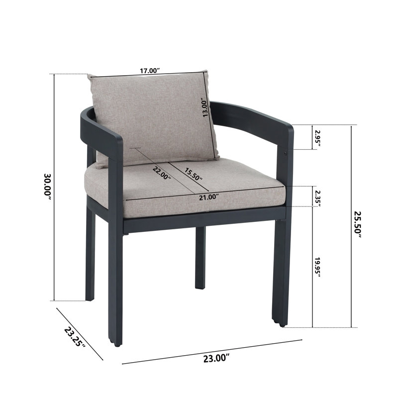 Salvador Patio 7-Piece Modern Aluminum Dining Set, Beige
