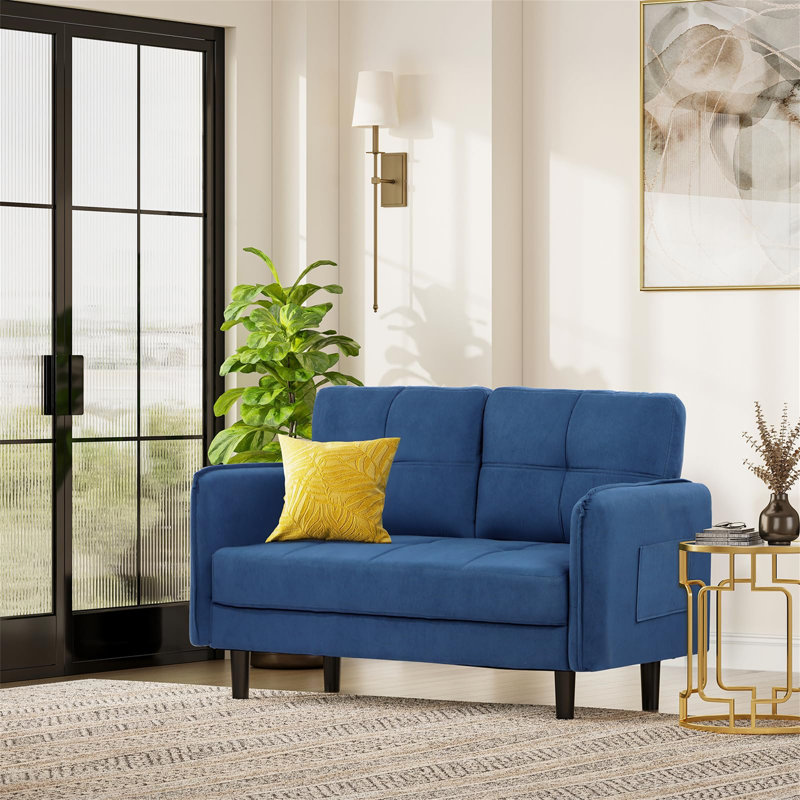 Aayushi 2 Seater Loveseat, Blue Fabric
