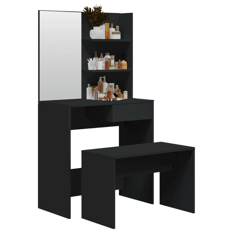 Kliment Dressing Table with Mirror, Black