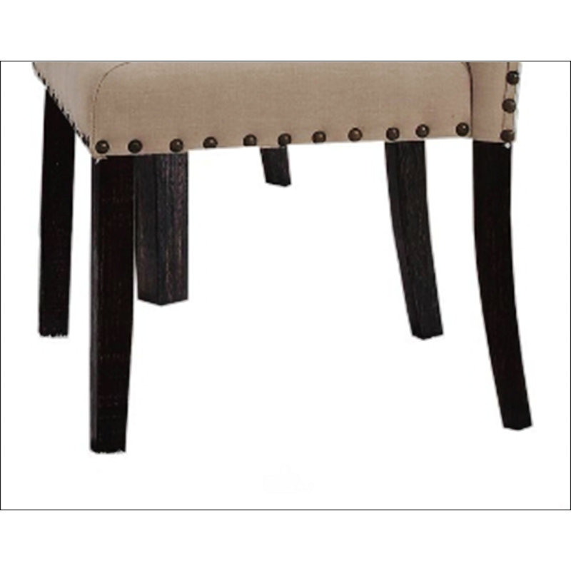 Chaise d'appoint en lin et chêne foncé