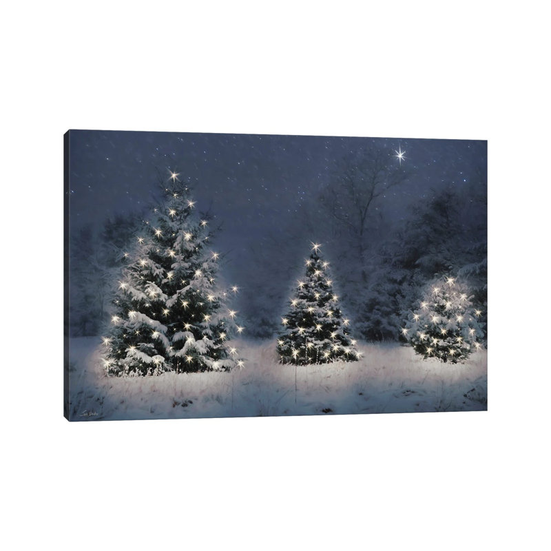 Twinkling Christmas Trees - reproduction d'art mural - toile tendue