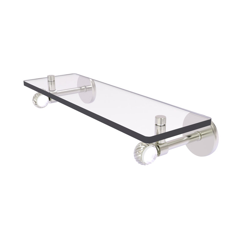 Tablette murale en verre Margolis, Nickel satiné, H 3,3 po x l 16 po xP 5,65 po