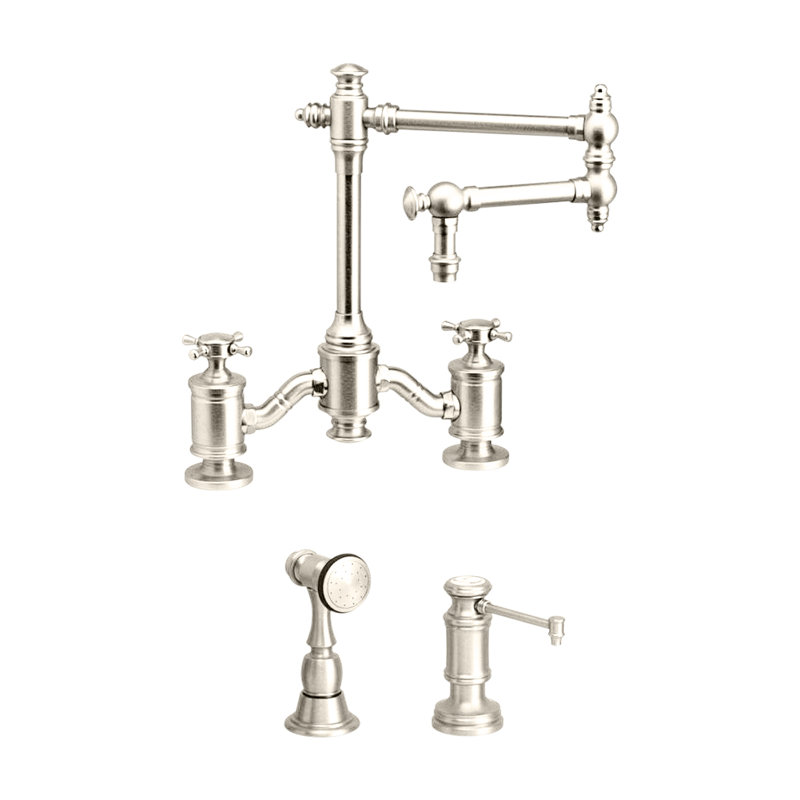 Towson Bridge Faucet - 12" Articulated Spout, Polished Nickel