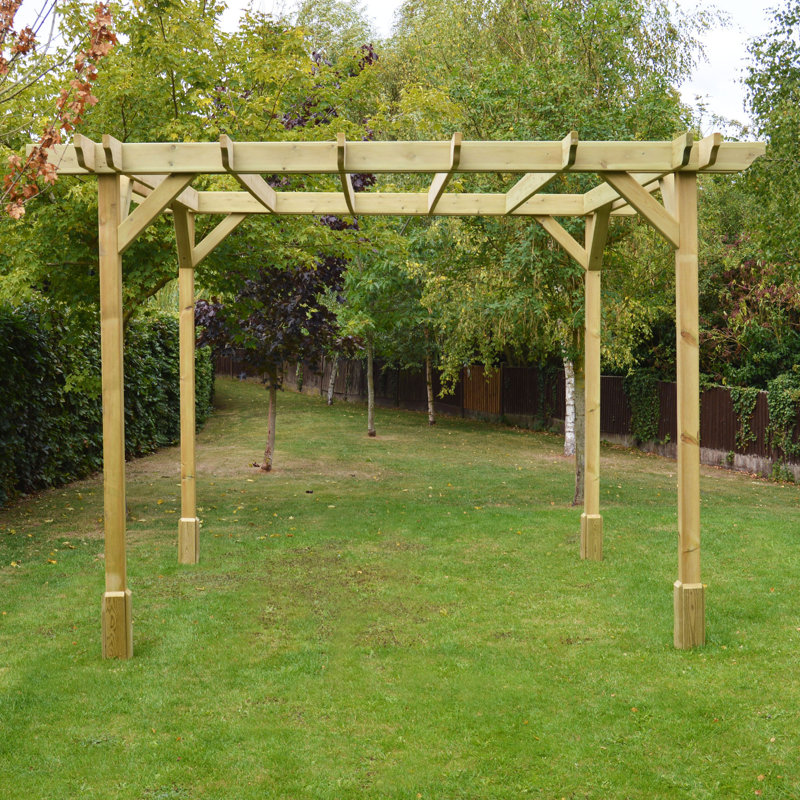 Baumbaugh Solid Wood Pergola, Light Green, 13.78 ft x 11.81 ft