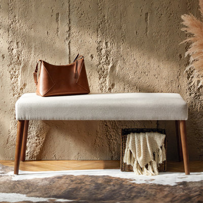 Duplessis 44"W Modern Bench with Solid Wood Legs and Foot Pads