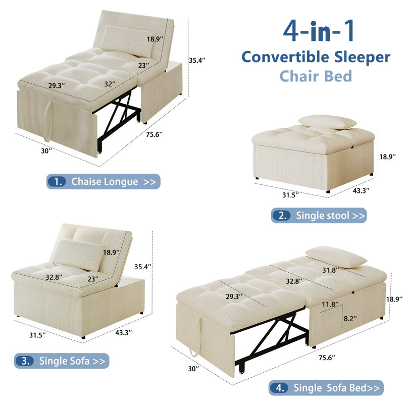 Canapé-lit convertible 4-en-1 YEEFY, Beige