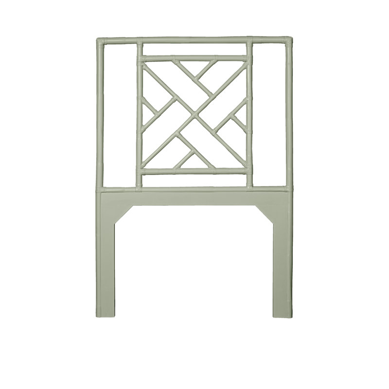 Cowden Geometric Rattan Headboard, Twin, Celery Green