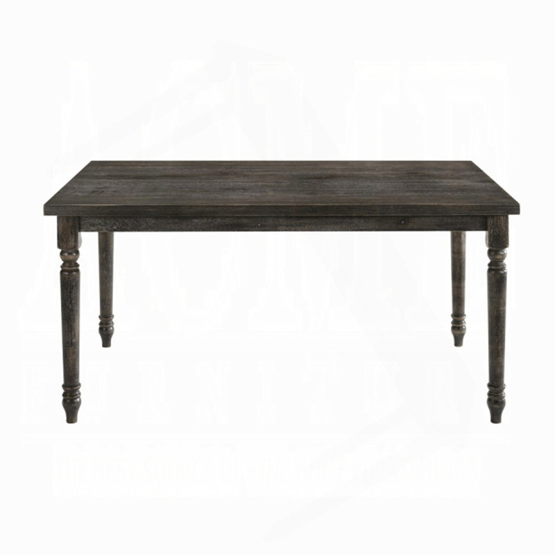 Table de salle à manger grise patinée avec plateau rectangulaire