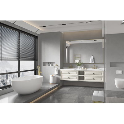 Miroir de salle de bain 84 x 48 po avec cadre en aluminium (miroir inclus seulement)