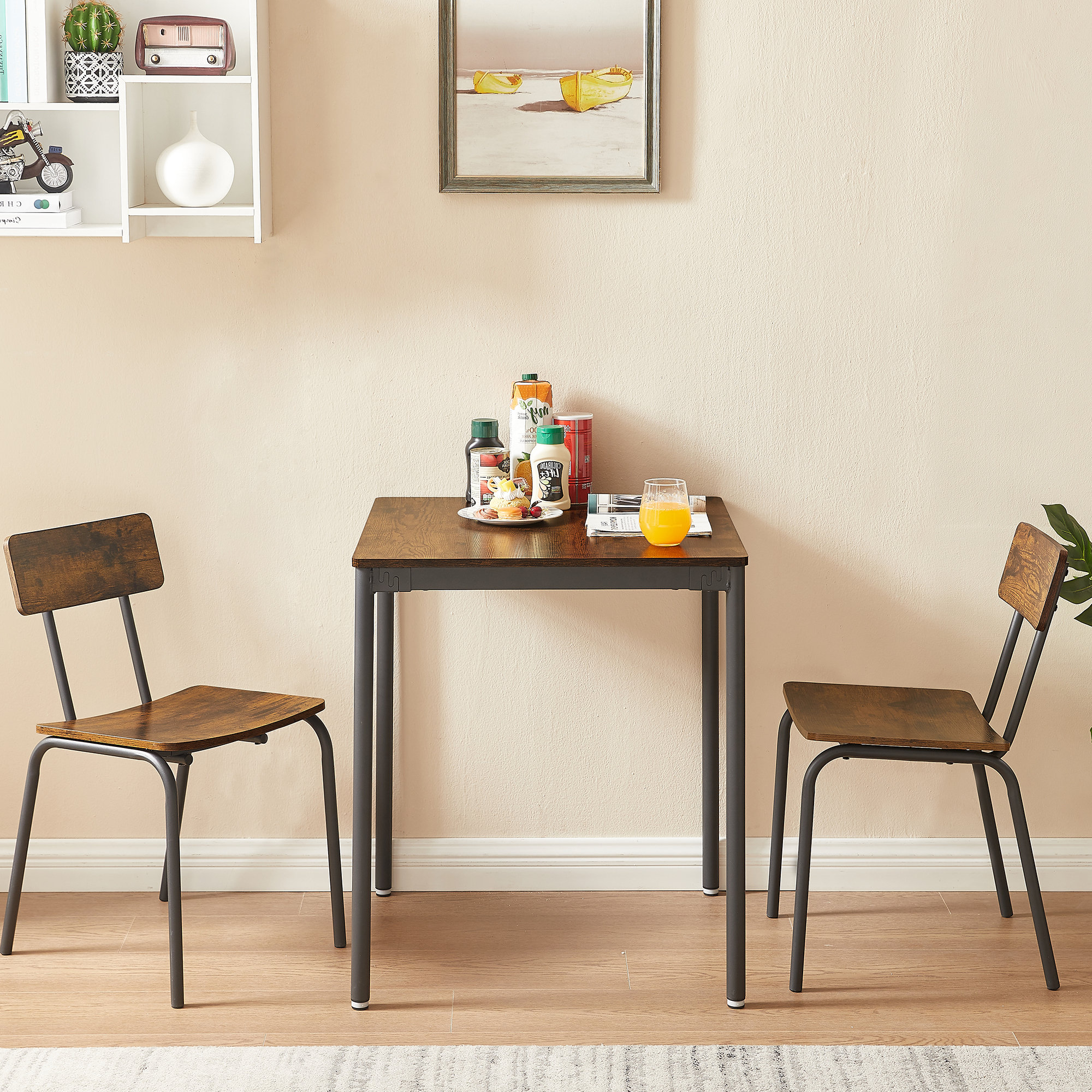 17 Stories Birchgrove 3Piece Dining Table Set, Industrial Table and