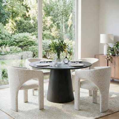 Ensemble de table de salle à manger extensible de 47 po à 83 po avec fauteuils bouclés rembourrés, ensemble de salle à manger extensible moderne 3-en-1