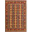 Tapis rouge / orange / vert en laine noué à la main de style sud-ouest Laudalino 5 pi 8 po x 8 pi