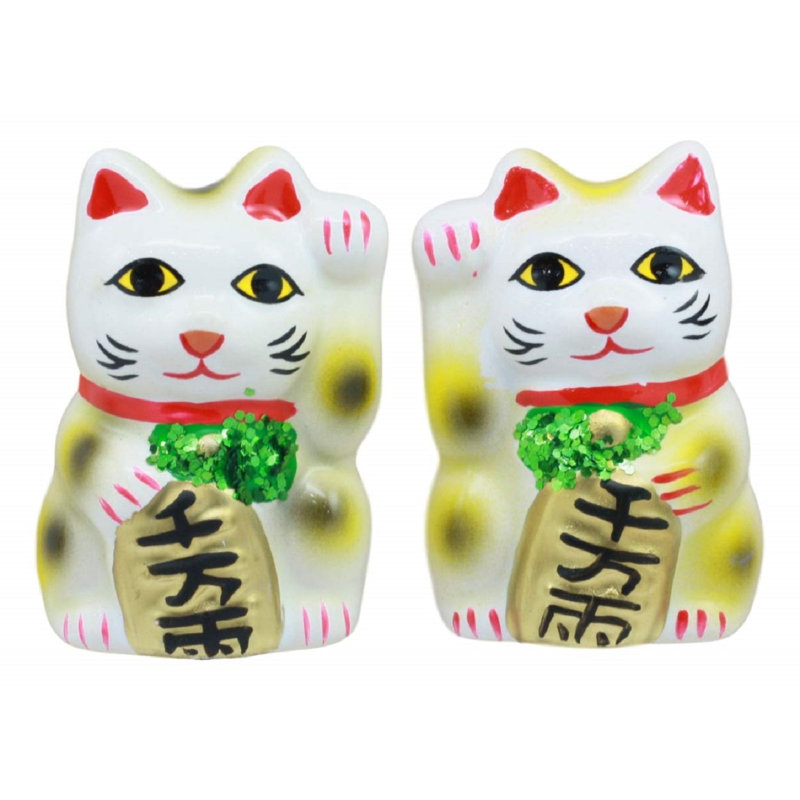 Ensemble de figurine en céramique en céramique pour chat beckoning chat et de fortune maneki neko Ghaisas