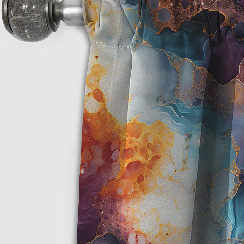 Orange Galactic Dreams Marble Dreams - Rideau occultant en marbre marbre abstrait - 1 panneaux, L 52 po x L 120 po