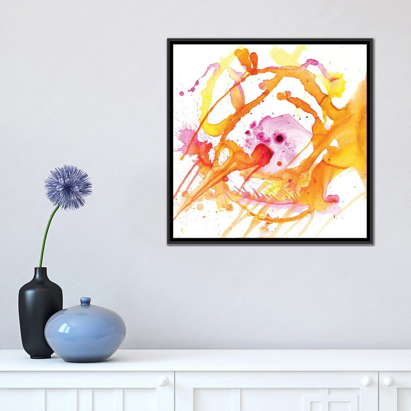 « watercolour abstract v », reproduction d’impression sur toile, H 18 po x l 18 po x P 1,5 po, Toile avec cadre noir