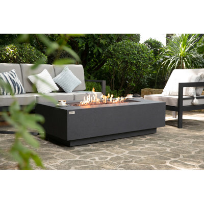 Madison 60" Travertine Propane Fire Pit Table with Wind Guard, Burner Lid, & Tank Cover