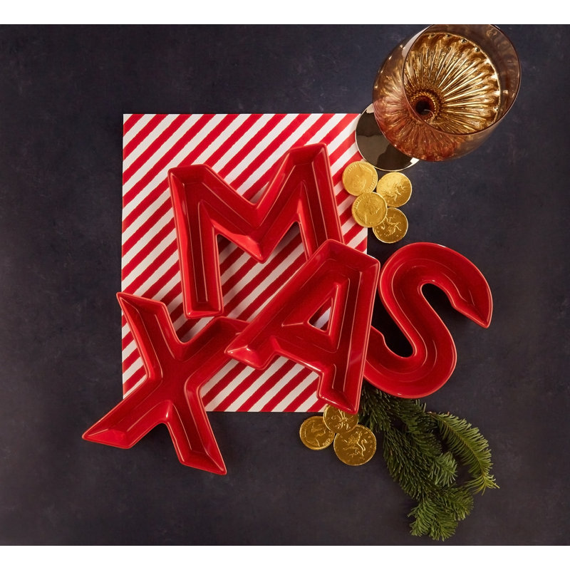 Waterside 4pc Red Christmas Letter Serving Set