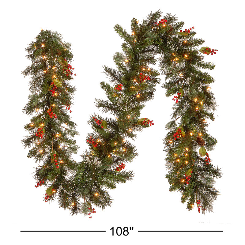 9 ft. Wintry Pine Garland with Clear Lights