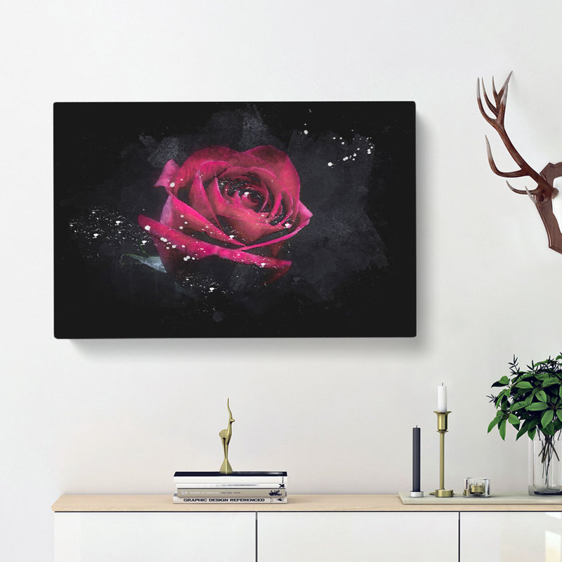 Abstract Red Rose - Wrapped Canvas Painting, 40cm H x 60cm W x 4cm D