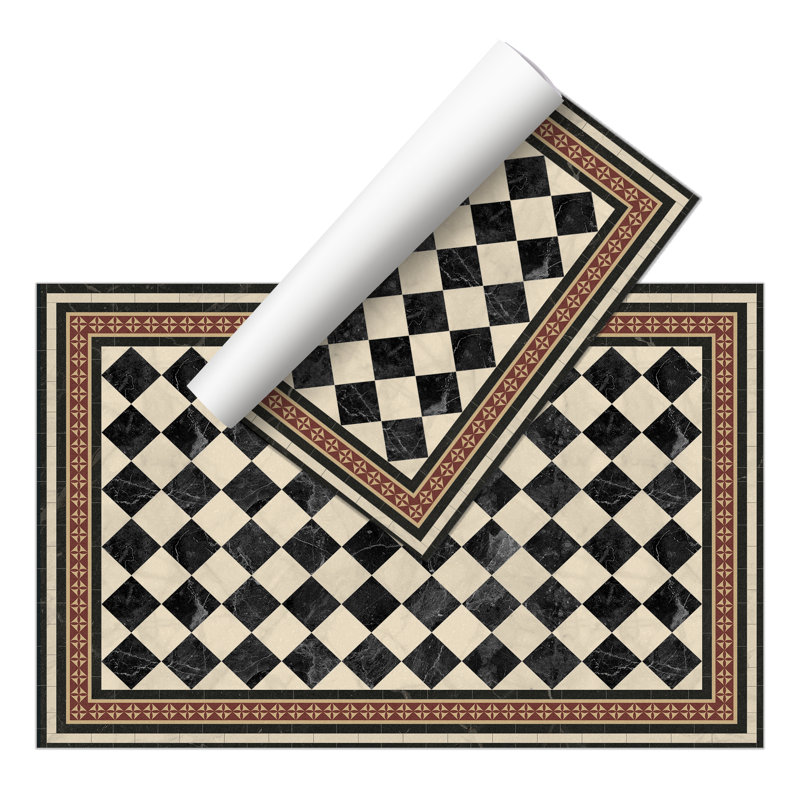 Calero Vinyl Machine Printed Area Rug, Rectangle 4'4.4" x 6'6.7"