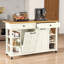  Kitchen Island With Power Outlet, Drop Leaf & Trash Can Storage On Wheels