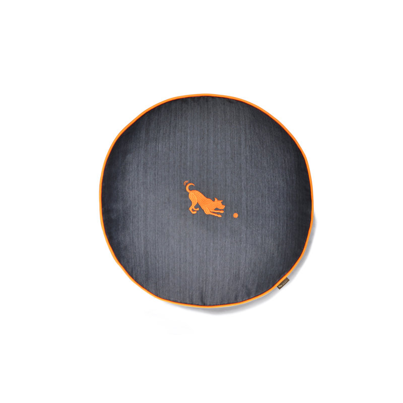 Lit pour chien Urban Denim, Petit (l 27,5 po x P 27,5 po x H 4,5 po), Bleu médiéval / mandarine
