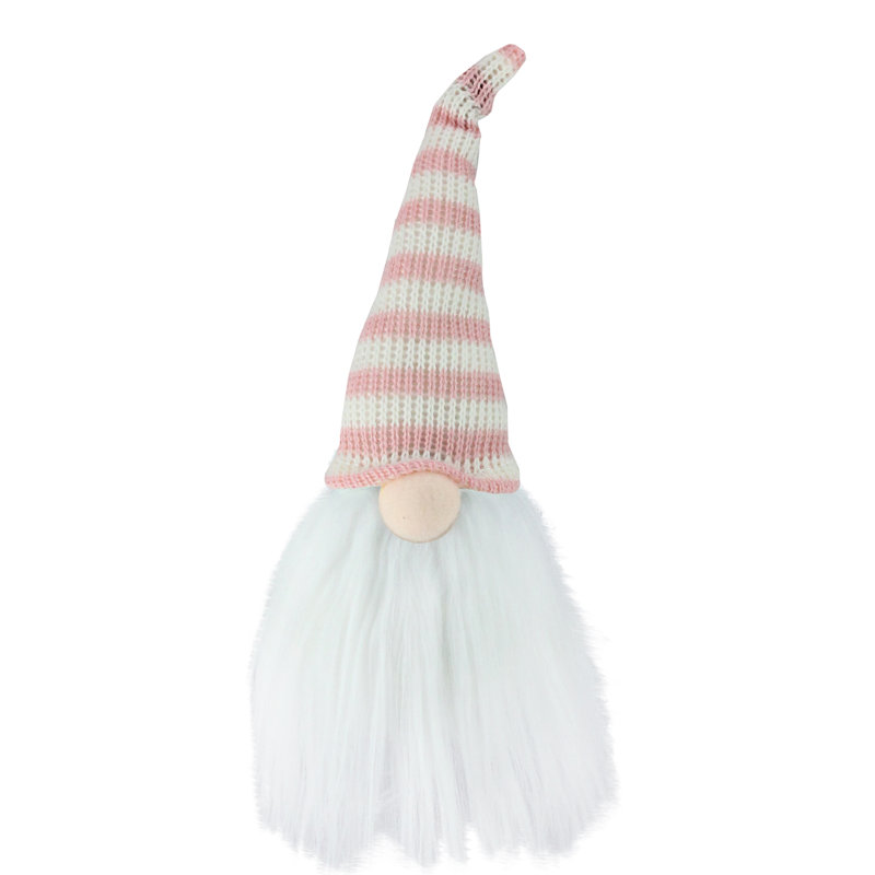 Chapeau rayé gnome printanier, H 7 po x l 2,25 po x P 3 po, Rose