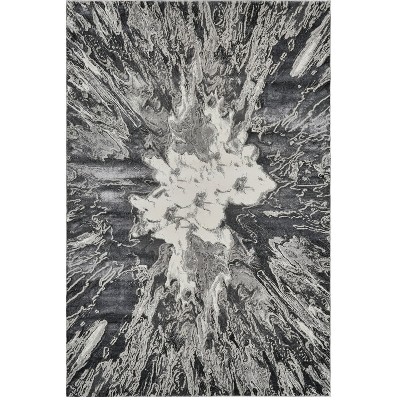 Armwood Collection Abstract Burst Area Rug, Rectangle 5'3" x 7'7"
