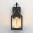 1-Light 14'' Dimmable LED Black Iron and Seeded Glass Outdoor Wall Lantern with Dusk To Dawn