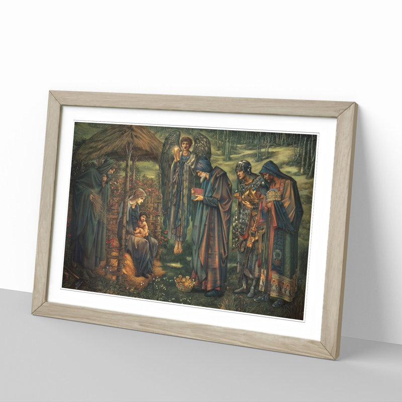 The Star of Bethlehem by Edward Burne-Jones - Picture Frame Painting on MDF, 48cm H x 65cm W x 2cm D, Oak Framed