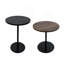 Ensemble de 2 petites tables d'appoint rondes à cercles concentriques en bois pour deux tables de chevet en métal à piédestal pour petits espaces (brun noyer et noir)