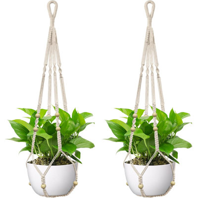 Macrame Plant Hanger Indoor Outdoor, Fits 4 to 15 Inch Pots（POTS NOT Included）