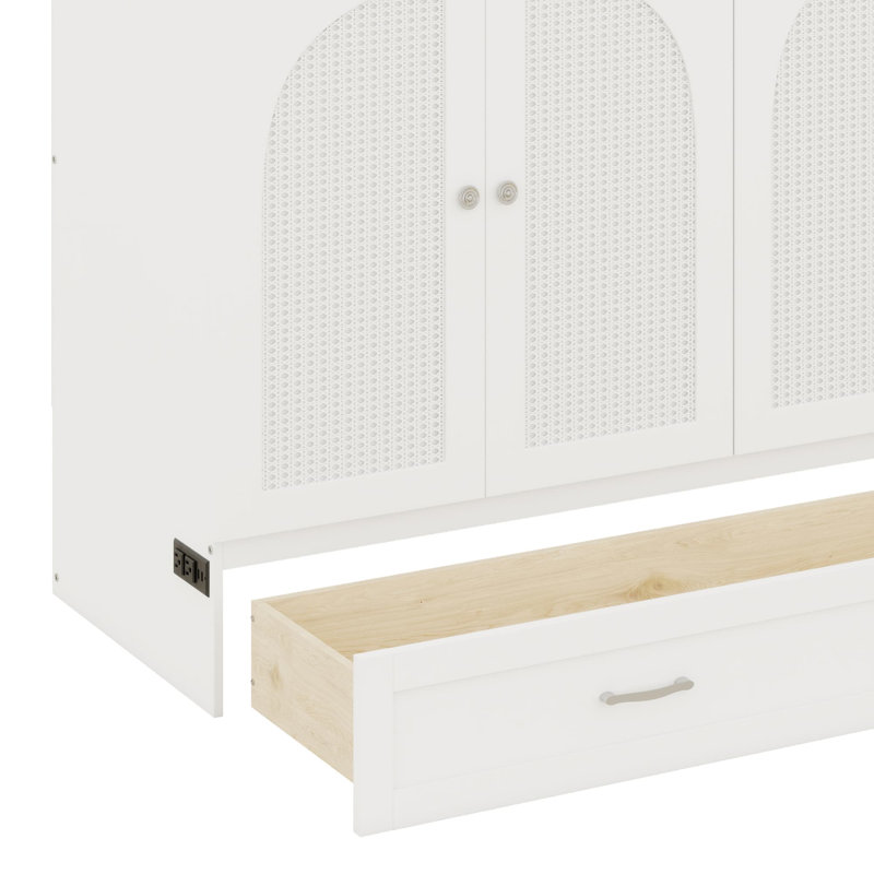 Murphy Bed With Drawers, White